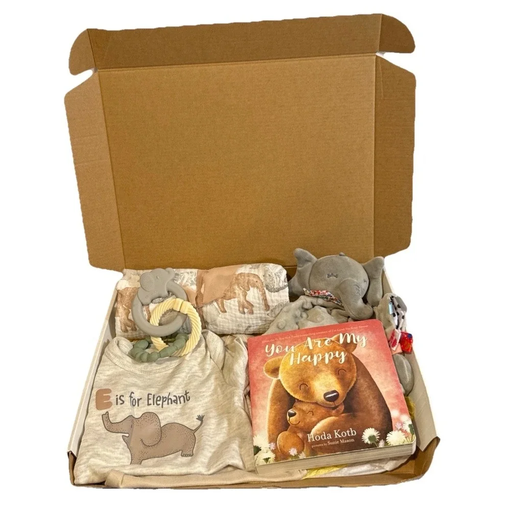 Baby Book Gift Box, Newborn Infant Essentials Present, Baby Animal Blanket Gifts